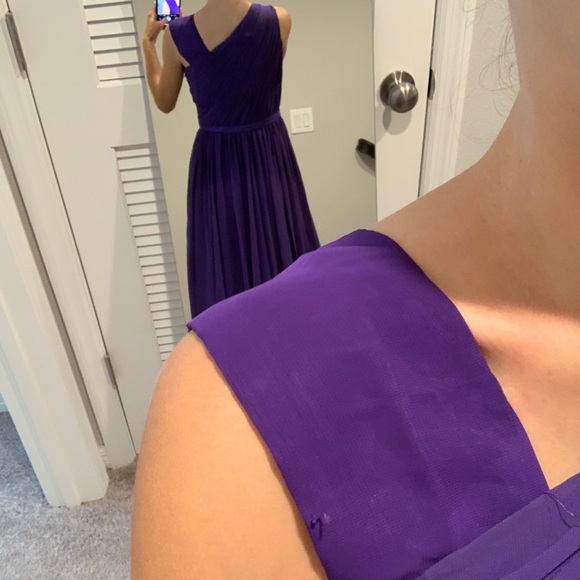 Purple 1-Shoulder Strap Bridesmaid Prom Dress Bow - Picture 6 of 8